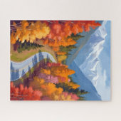 Autumn Road | Fall Foliage Watercolor Nature ジグソーパズル (横)