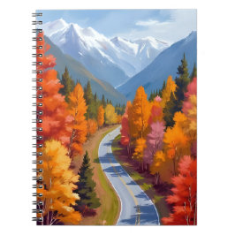 Autumn Road | Fall Foliage Watercolor Nature ノートブック