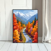 Autumn Road | Fall Foliage Watercolor Nature ポスター