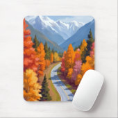 Autumn Road | Fall Foliage Watercolor Nature マウスパッド (マウス)