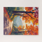 Autumn Road | Watercolor Fall Foliage Leaves ジグソーパズル (横)