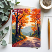 Autumn Road | Watercolor Fall Foliage Leaves Card