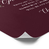 Autumn Romance Floral Wedding Open Bar Sign ポスター (角)