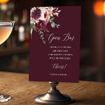 Autumn Romance Floral Wedding Open Bar Sign ポスター<br><div class="desc">This wedding open bar sign features a watercolor flower bouquet of dahlia,  garden rose,  and hydrangea in burgundy red,  maroon,  blush pink over fall leaves. For more advanced customization of this design,  please click the BLUE DESIGN TOOL BUTTON. Matching items are also available.</div>