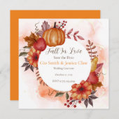 Autumn Romance Pumpkin Wedding Engagement Cards セーブザデート (正面/裏面)