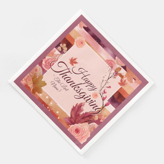 Autumn Rose Happy Thanksgiving Paper Napkin (コーナー)