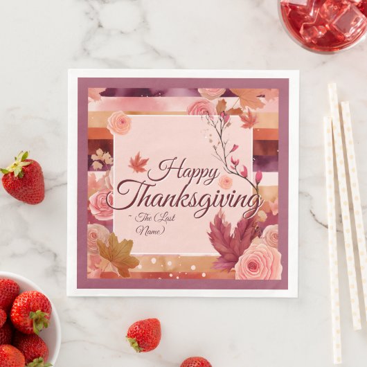 Autumn Rose Happy Thanksgiving Paper Napkin (インサイチュ)