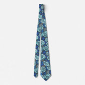 Autumn Roses Retro Floral Pattern Blue Grey Mint ネクタイ (裏面)