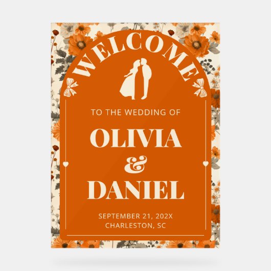  Autumn Rust Entry Sign with Leaves アクリルサイン (正面)