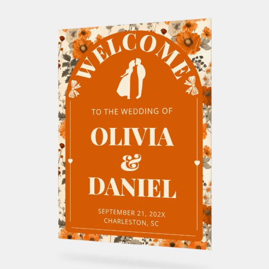  Autumn Rust Entry Sign with Leaves アクリルサイン (傾斜)