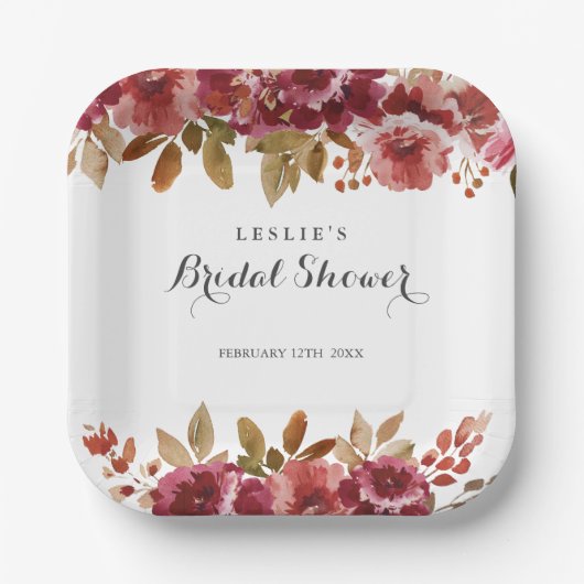 Autumn Rustic Brunch & Bubbly Bridal Shower ペーパープレート (正面)