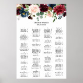 Autumn Rustic Burgundy Alphabetical Seating Chart ポスター (正面)