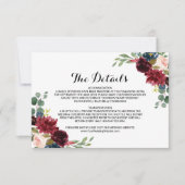 Autumn Rustic Burgundy Wedding Details Insert Card 招待状 (正面)