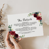 Autumn Rustic Burgundy Wedding Details Insert Card 招待状