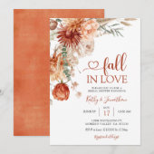 Autumn Rustic Floral Fall In Love Bridal Shower 招待状 (正面/裏面)