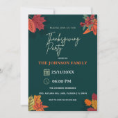 Autumn Rustic Floral Thanksgiving Dinner Party 招待状 (正面)