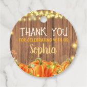 Autumn Rustic Pumpkin Patch Birthday Round フェイバータグ (正面)