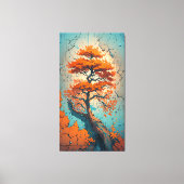 Autumn’s Last Stand: A Fiery Tree in a Cracked  キャンバスプリント (正面)