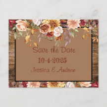 Autumn Save the Date Card - 素朴フローラ結婚