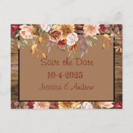 Autumn Save the Date Card - 素朴フローラ結婚 案内ポストカード