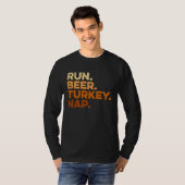 Autumn Sayings Thanksgiving Trot Run Beer Turkey Tシャツ (正面フル)