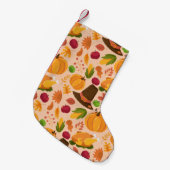 Autumn seamless pattern, cute fall cartoon texture スモールクリスマスストッキング (正面 (吊り時))
