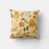 Autumn Seamless Pattern Pumpkin & Fall Leaves クッション (正面)