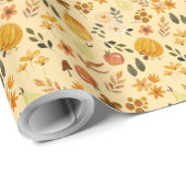 Autumn Seamless Pattern Pumpkin & Fall Leaves ラッピングペーパー (ロールコーナー)