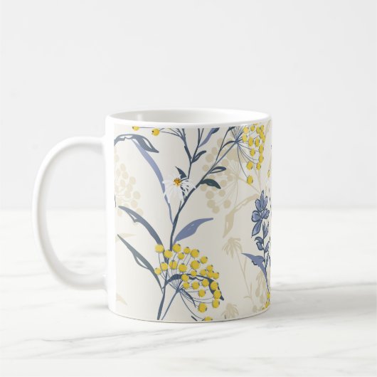 Autumn seamless pattern vintage with yellow berrie コーヒーマグカップ (左)