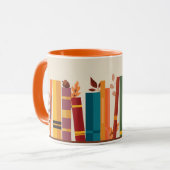 Autumn season cozy book stack  Taza マグカップ (正面左)