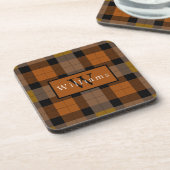 Autumn Seasonal Plaid Monogram コースター (左側)