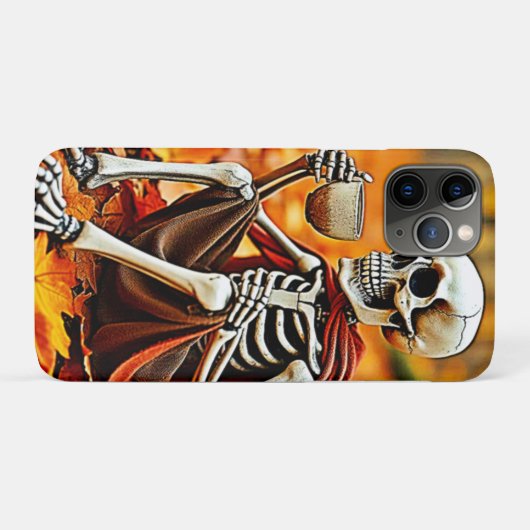 Autumn Skeleton Coffee Break Design Case-Mate iPhoneケース (裏面(横))