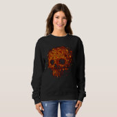 Autumn Skull Shape Fall Leaves Graphics Halloween スウェットシャツ (正面フル)