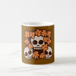 Autumn Skulls with Fall Leaves Wreath Seasonal Fun コーヒーマグカップ