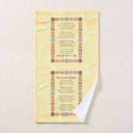 Autumn Song Thanksgiving Poem with Border ハンドタオル