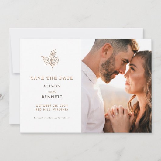 Autumn Sprig秋の結婚式写真Save The Date Card セーブザデート (正面)