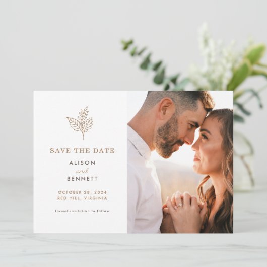 Autumn Sprig秋の結婚式写真Save The Date Card セーブザデート (スタンド正面)