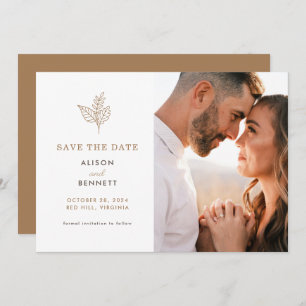 Autumn Sprig秋の結婚式写真Save The Date Card セーブザデート