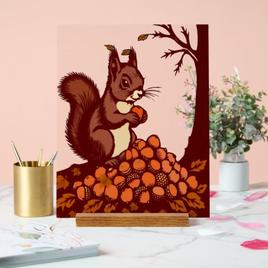 🐿️ Autumn Squirrel Acrylic Sign - Desk Decor 🍂 アクリルサイン (ウェディング)