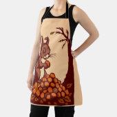 🐿️ Autumn Squirrel All-Over Print Apron - Peach エプロン (インサイチュ)