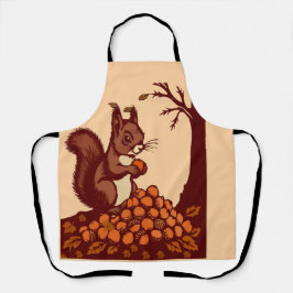 🐿️ Autumn Squirrel All-Over Print Apron - Peach エプロン
