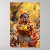 Autumn Squirrel Art Print, Cozy Fall ポスター (正面)