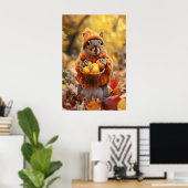 Autumn Squirrel Art Print, Cozy Fall ポスター (ホームオフィス)
