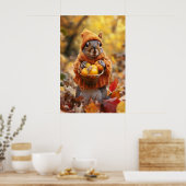 Autumn Squirrel Art Print, Cozy Fall ポスター (キッチン)