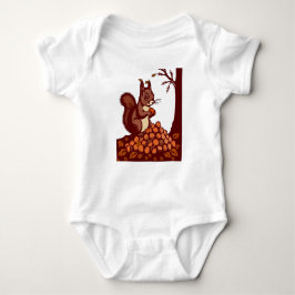 🐿️ Autumn Squirrel Baby Bodysuit Front & Back ベビーボディスーツ