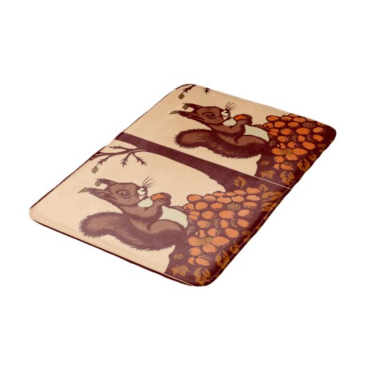 🐿️ Autumn Squirrel Bath Mat - Bathroom Floor Deco バスマット (アングル)