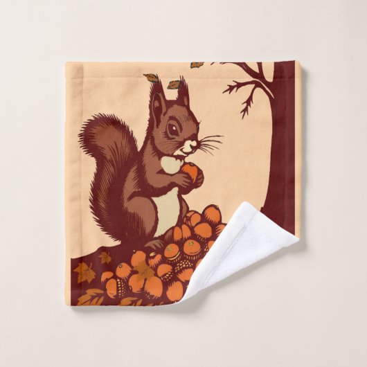 🐿️ Autumn Squirrel Bath Towel Set バスタオルセット (ウォッシュタオル)