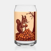 🐿️ Autumn Squirrel Can Shaped Glass ガラス缶 (正面)