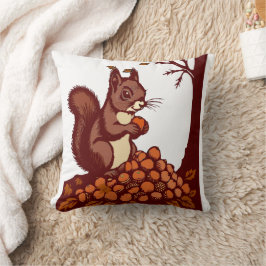 🐿️ Autumn Squirrel Decorative Pillow クッション