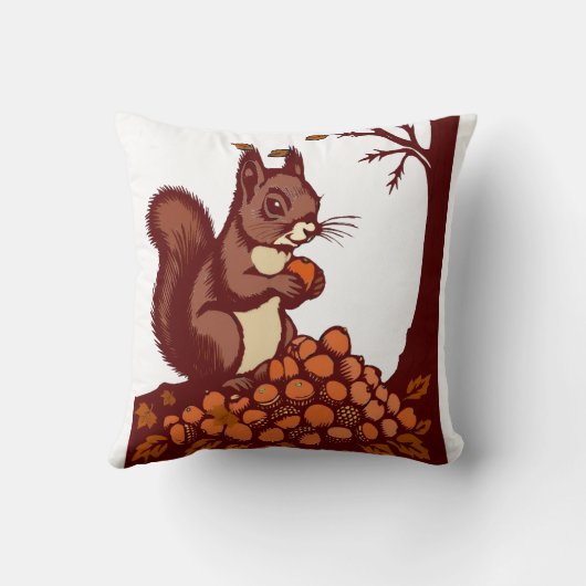 🐿️ Autumn Squirrel Decorative Pillow クッション (裏面)